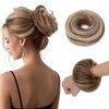 MY-LADY 100% Human Hair Messy Bun Hair Piece, Natural Wavy