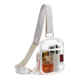 Telena Clear Bag for Stadium Events, Clear Purses for Women Stadium Crossbody Bag Transparent Fanny Pack for Concerts Purple Weave