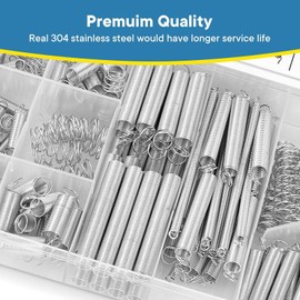 Kezidhp Pack of 200 Spring Compression Springs Assortment, Stainless Steel Spring with Box, Compression Spring, Tension Springs with Hooks, Spiral Springs, Tension Springs, for Tools, Devices, Hand