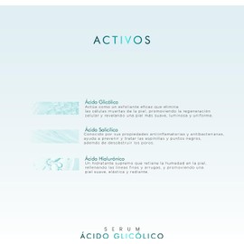 PUREZANATUR Serum facial Ácido glicólico + Salicílico hidratante 50ml Suero antiedad con AHA, BHA, Acido hialurónico reductor de sebo skincare