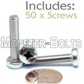 MonsterBolts - M5 x 25mm Phillips Pan Head, DIN 7985A, Stainless Steel, 50 Pack