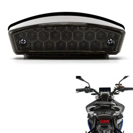 BENEALL Universal Motorcycle Tail light Red Light White License Plate Light Running Brake Lamp for ATV Chopper Scooter Quad Dirt Bike (Black)