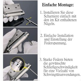 Bohaner Swing Door Hinge 2 Pieces 4 Inch Stainless Steel Hinges Small Door Hinge 35 kg Load Capacity Door Hinge for Saloon Door Swing Door Metal & Wooden Doors