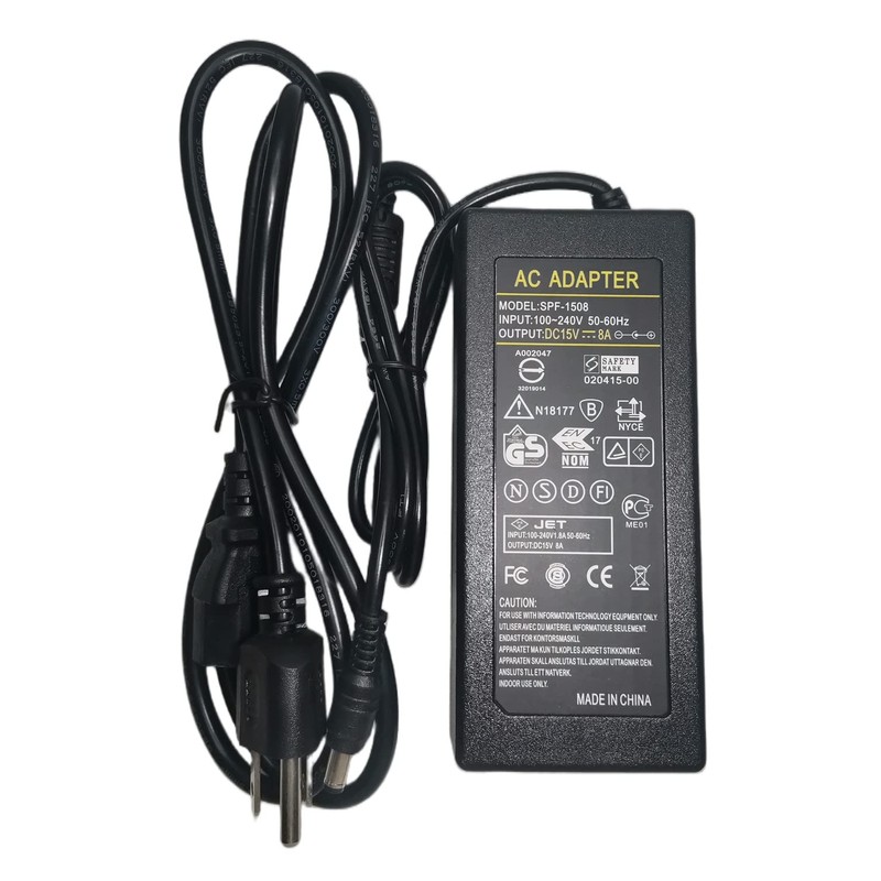 Universal 15V 8A Adapter Power Supply 100-240V AC to DC