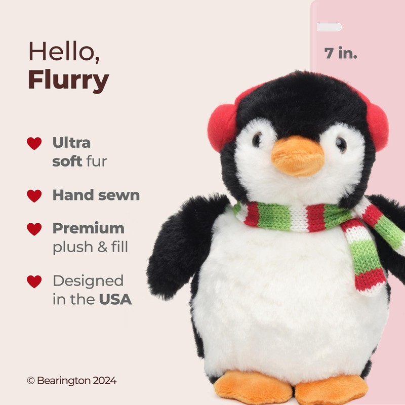 Bearington Christmas Stuffed Animals Christmas Penguin Plush Winter Toy -