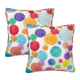 NOIRDAREL Colorful Polka Dot Pillow Covers 18x18 Inch Set of 2 Rainbow Colorful Circles Throw Pillow Cover Watercolor Circles Square Pillowcase Cushion Cases for Home Couch Bed Sofa