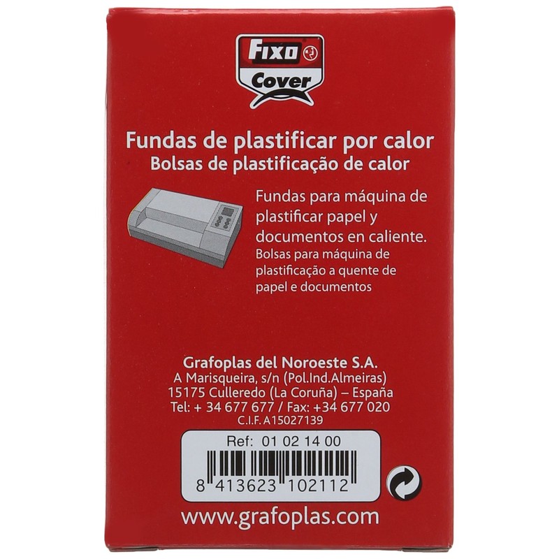 Fixo 1021400 Box of 100 Laminating Pouch, Brightness, 54 x 86 mm