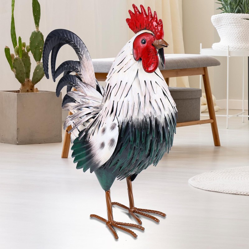 Ratuor Rooster Garden Statue Sculpture Metal Chicken Yard Decor Outdoor