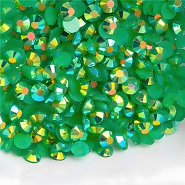 Diamantes de imitación redondos para uñas, arte y manualidades, 620 piezas SS30 de 6 mm con cristales AB, piedras con purpurina, bolsas de ropa (verde oscuro AB)