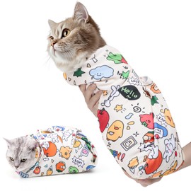 21.7 In Cat Wrap for Cutting Nails, Self-Adhesive Cat Grooming Wrap Anti-Escape Cat Restraint for Nail Clipping Cat Swaddle Wrap Cat Wrapping Cloth for Pet Cleaning and Beauty (Within 6.6 lbs)