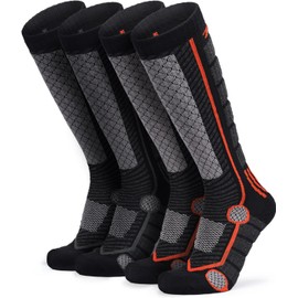 TSLA Ski Socks 2 Pack – Over the Calf Performance Snow Socks with Enhanced Warmth & Breathability for Skiing & Winter Sports MZS83-BKO X-Large