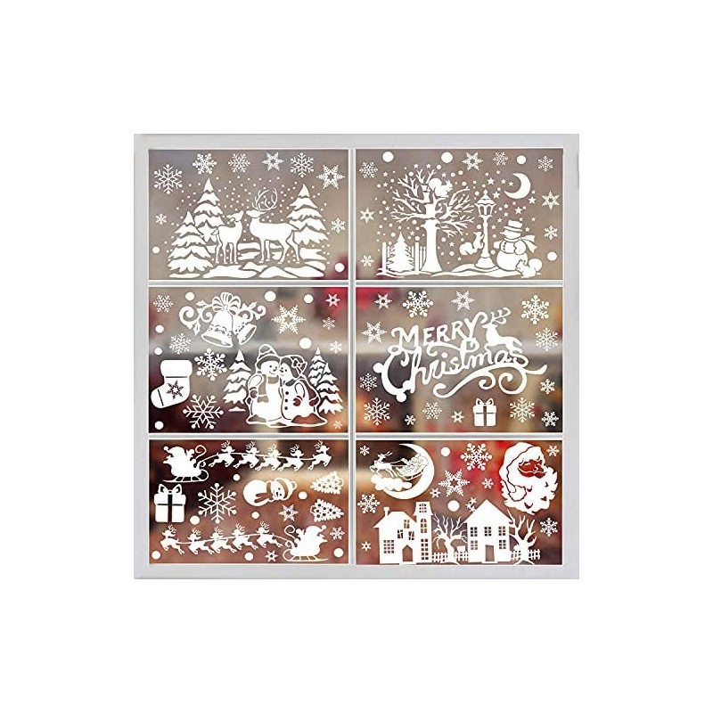 DERAYEE Decorative Stickers for Christmas Window Static Stickers White Pack