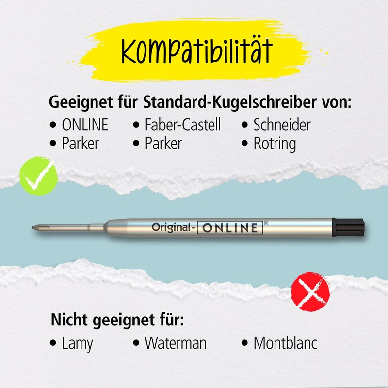 ONLINE Schreibgeräte ballpen refill international king-size black, G2 format line