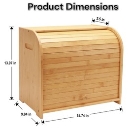 Thalomely Bread Box for Kitchen Countertop, Double Layer Bamboo Bread Storage Container for Homemade Bread, Roll Top Bread Box with 3 Adjustable Height for Kitchen Counter, Natural Breadbox Organizer