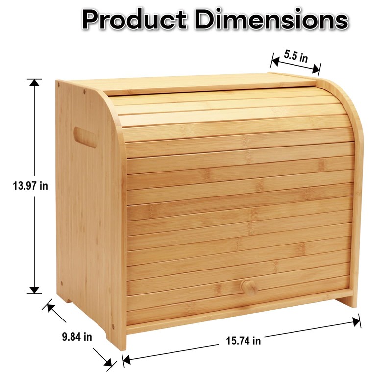 Thalomely Bread Box for Kitchen Countertop, Double Layer Bamboo Bread