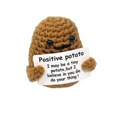 Mini Funny Potato with Positive Card | Creative Cute Inspirational Potato Crochet | Cheer Up Gifts for Friends Family Partner | Birthday Party Christmas Decoration Encouragement