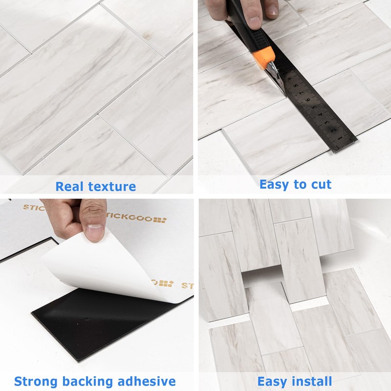 STICKGOO Subway Tile Peel and Stick Backsplash, Glossy Light Brown