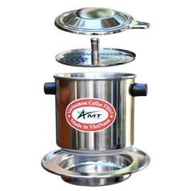 AMT 9.5 oz Coffee Maker, Phin Filter with Cork, 2-3 Servings, Screw Down Coffee Dripper for Vietnamese Style Coffee at Home or Office
