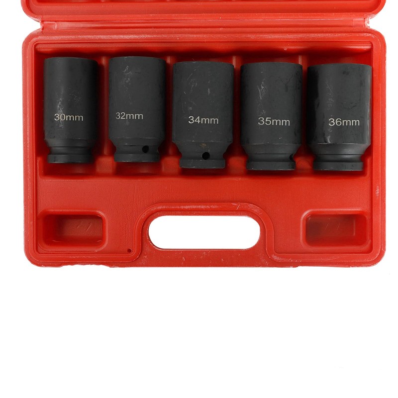 wangtney 5Pcs 1/2" Drive Deep Impact Socket Set 12 Point