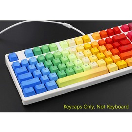 104 Keys Rainbow Gradient Double Shot PBT Translucnt Backlit Keycap OEM Profile Keyset for Cherry MX Switches Mechanical Gaming Keyboards Standard ANSI Layout