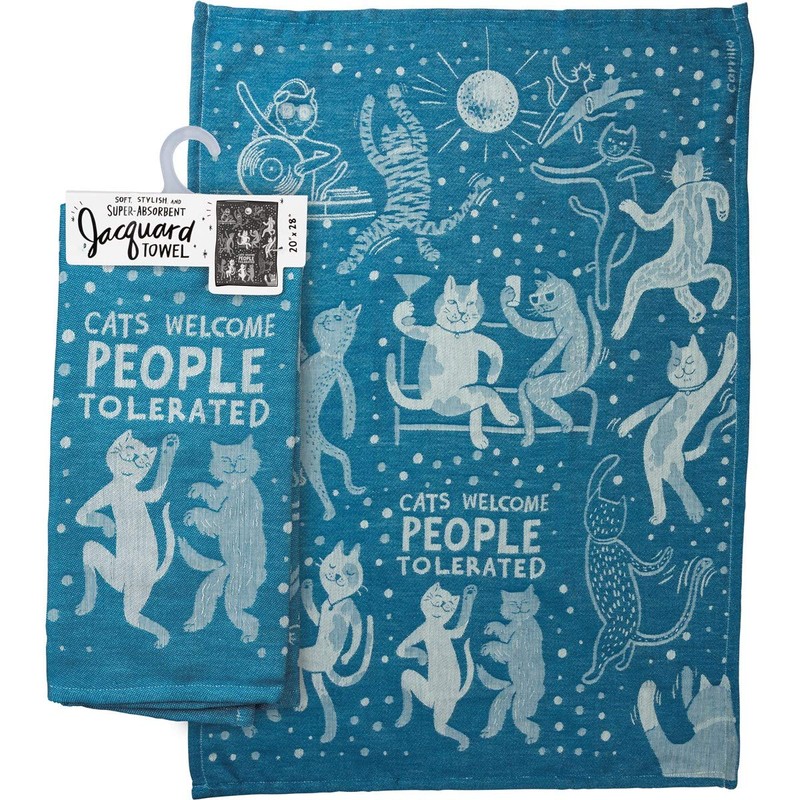Primitives by Kathy Kitchen Towel - Cats Welcome People Tolerated