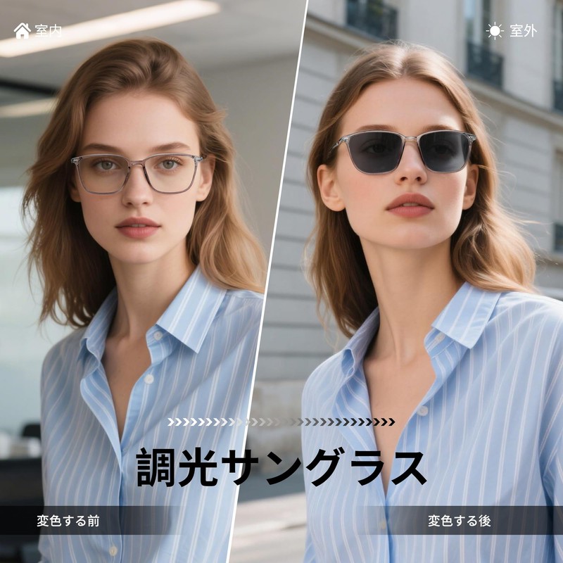 Cyxus 8208 Dimmable Sunglasses, Blue Light Cut, UV Protection, Wellington
