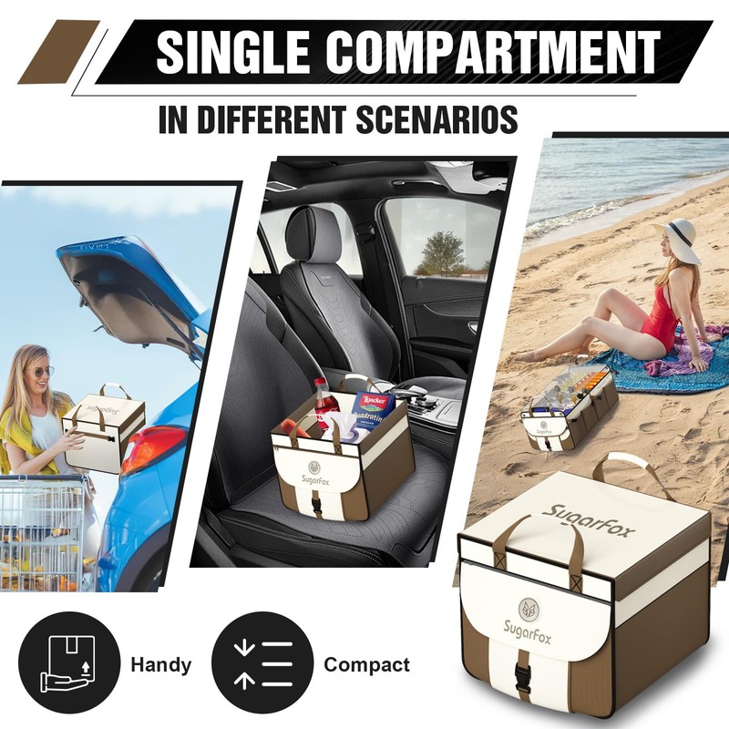 SugarFox Modular (63L+26L) Trunk Organizer for Car/SUV, Dual Covers, Foldable