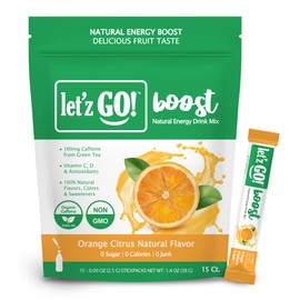 Let'z Go Clean Energy Drink Mix [Healthy Caffeine] Energy Drink Powder With Natural Caffeine Packets, High in Vitamins C + D, Electrolytes for Hydration | Sugar Free | No Calories | Pre Workout Powder | Anytime Energy | Daily Fuel With No Crash Or Jitter