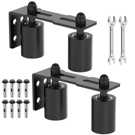 YogePote Sliding Gate Roller Guide, Slide Guide Wheels, Heavy Duty Steel L-Bracket, Adjustable 3" Nylon Support for Rolling Gates, Doors, Wood & Garage (Black-2pcs, 3in)