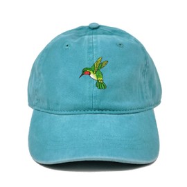 Gift for Animal lover, Beautiful Hummingbird embroidered dad hat, Hummingbird embroidered baseball cap, camping cap hat, custom hat, custom cap (AQUA)