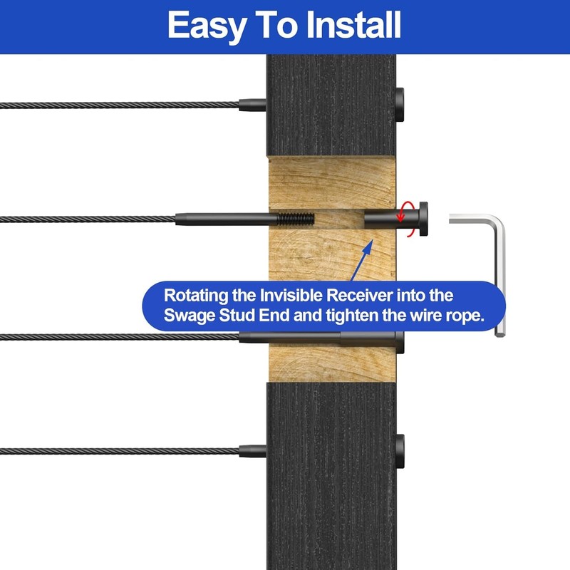 CKE 60 Pack Black Invisible Cable Railing Kit, T316 Stainless