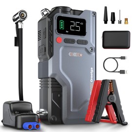 Tire Inflator Portable Air Compressor, 9000A Car Battery Charger Jump Starter, 150PSI Tire Inflator Air Pump(All Gas/16L Diesel),12V Jump Box Car Battery with Smart Jumper Cables, Portable Power Pack