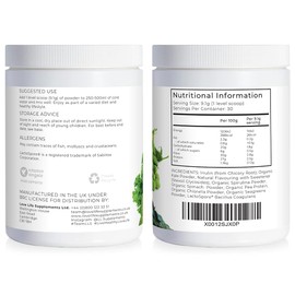 Organic Greens Powder | Orange and Lime Flavour | 273g - 30 Servings | 7 Organic Green Vegetables Including Pea Protein | Includes Prebiotics (Inulin) and Probiotics (Lactospore® Bacillus Coagulans)