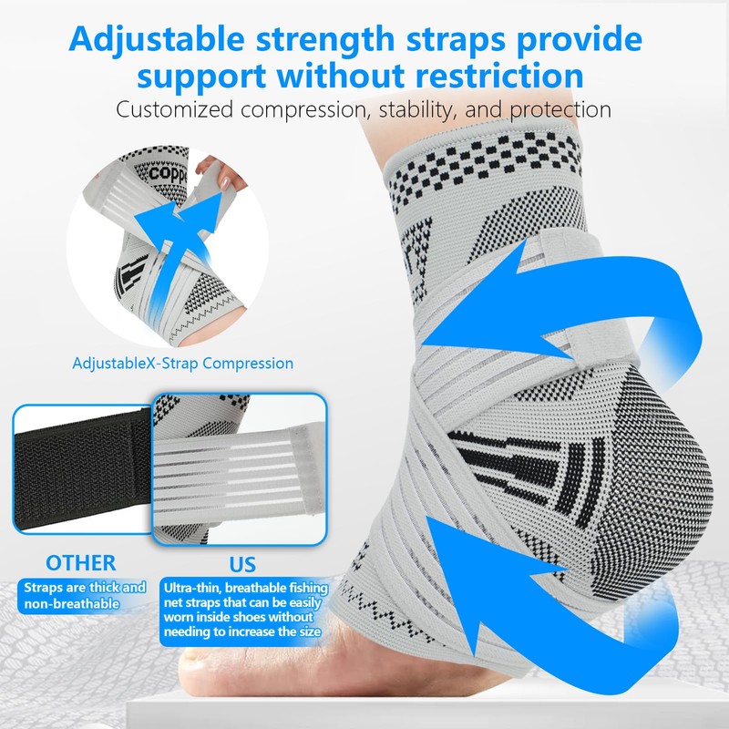 DRNAIETY 2 Pack Copper Ankle Brace for Men & Women