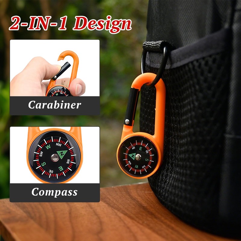 Flintronic 10Pcs Navigation Compass, Multifunctional Hiking Compass, Waterproof Pocket Compass