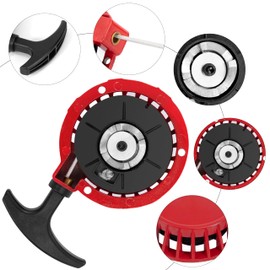 Tunejoy Pull Starter Motorcycle Return Starter Easy Pull Starter Aluminium for Mini Ignition Engine Pocket Bike Mini Moto Children's Bicycle 47cc 49cc Red