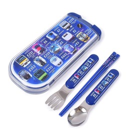 COLORFUL CANDY STYLE N5803370 Children's Cutlery, Pastry, Spoon, Fork, Lunch Goods, Trio Set, Train Face Collection, Made in Japan, Boys