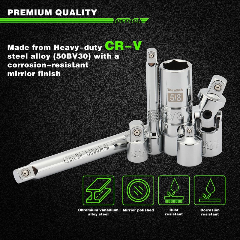 TecoTek 17-Pieces Drive Tool Accessory Set, Spark Plug Socket Set,