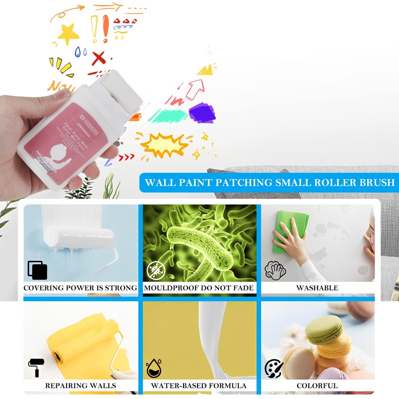 2Pcs Small Roller Wall Patching Brush, Roll On Spackle Wall