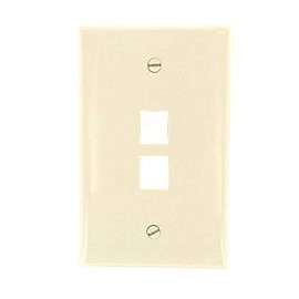 Leviton QuickPort Midsize Wallplate, Single Gang, 2-Port, Light Almond, 41091-2TN