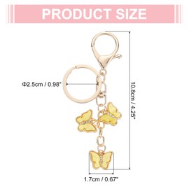 sourcing map Butterfly Keychain, Acrylic Pendant Key Chain Keyring Holder Car Bags Charm Accessory Cute Keyring for Women, yellow