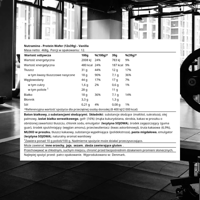 Nutramino Nutra-Go Low Sugar Protein Wafer, Vanilla, 12 x 39