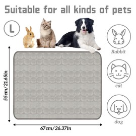 Dawumin Dog Cooling Mat, Dog Cooling Blanket, Cooling Mat for Dogs and Cats, Self-Cooling Dog Mat with Gel, Pet Cooling Mat for Home On the Go or in the Car, Size (70 x 55 cm) (Grey, L)