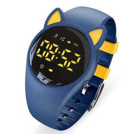 Focwony Led Digital Pedometer Watch, Digital Steps Tracker, Non-Bluetooth, Vibrating Alarm Clock, Stopwatch, Great Gift for kids Children Teens Girls Boys Women (Blue/yellow)