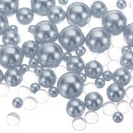 PATIKIL 150 Pieces Floating Beads, 8/14/20mm Vase Fillers Beads Vase Centerpieces Floating Pearl Bead No Hole and 8000Pcs Clear Water Gel Bead for Vase Decoration, Silver