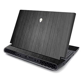 MightySkins Skin Compatible with Alienware Area-51M 17" (2019) - Black Wood | Protective, Durable, and Unique Vinyl Decal wrap Cover | Easy to Apply, Remove, and Change Styles | Made in The USA