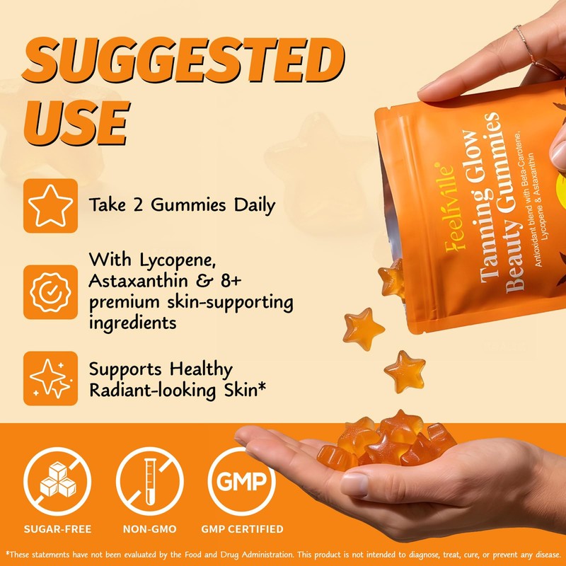 Tanning Gummies Fast Tan Without Sun, 2026 New Tanning Gummies,