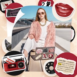 HomSeon 200PCS Downtown Girl Stickers, Aesthetic Trendy Stickers Pack for Laptop Luggage Water Bottle, Red and Black Downtown Girl Decals Urban Fashion Downtown Party Favor