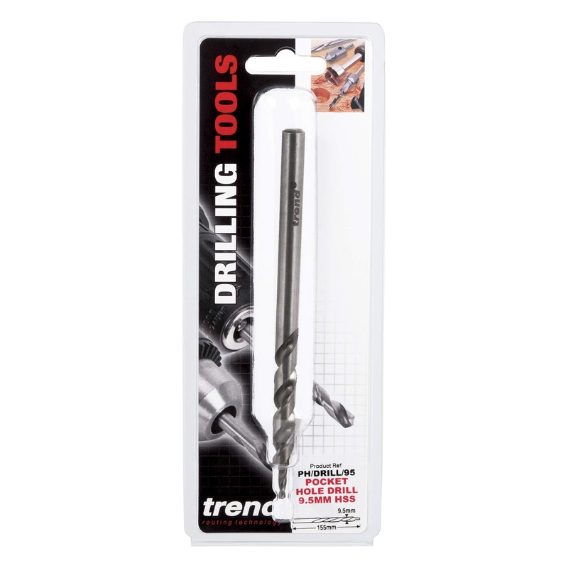 Trend HSS Pocket Hole Jig Drill Bit,9.5mm, High Speed Steel