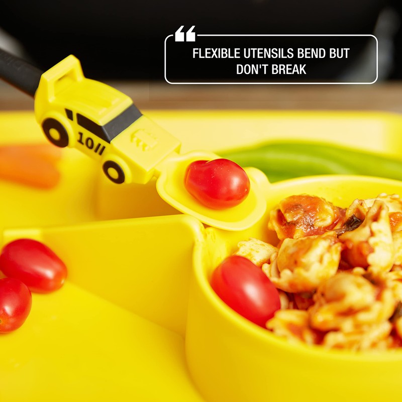 Dinneractive Utensil Set for Kids – Yellow Race Car Themed